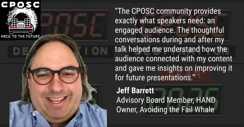 CPOSC's tweet image. 🚨🚨🚨CPOSC TALK PROPOSALS ARE DUE TODAY 
Here&apos;s one last speaker post to inspire you🚨🚨🚨

Hear Jeff Barrett’s thoughts as a previous CPOSC speaker.

Submit your talk today:  docs.google.com/forms/d/e/1FAI…

#CPOSC2025 #HackToTheFuture #TechLancaster #PublicSpeaking #OpenSource