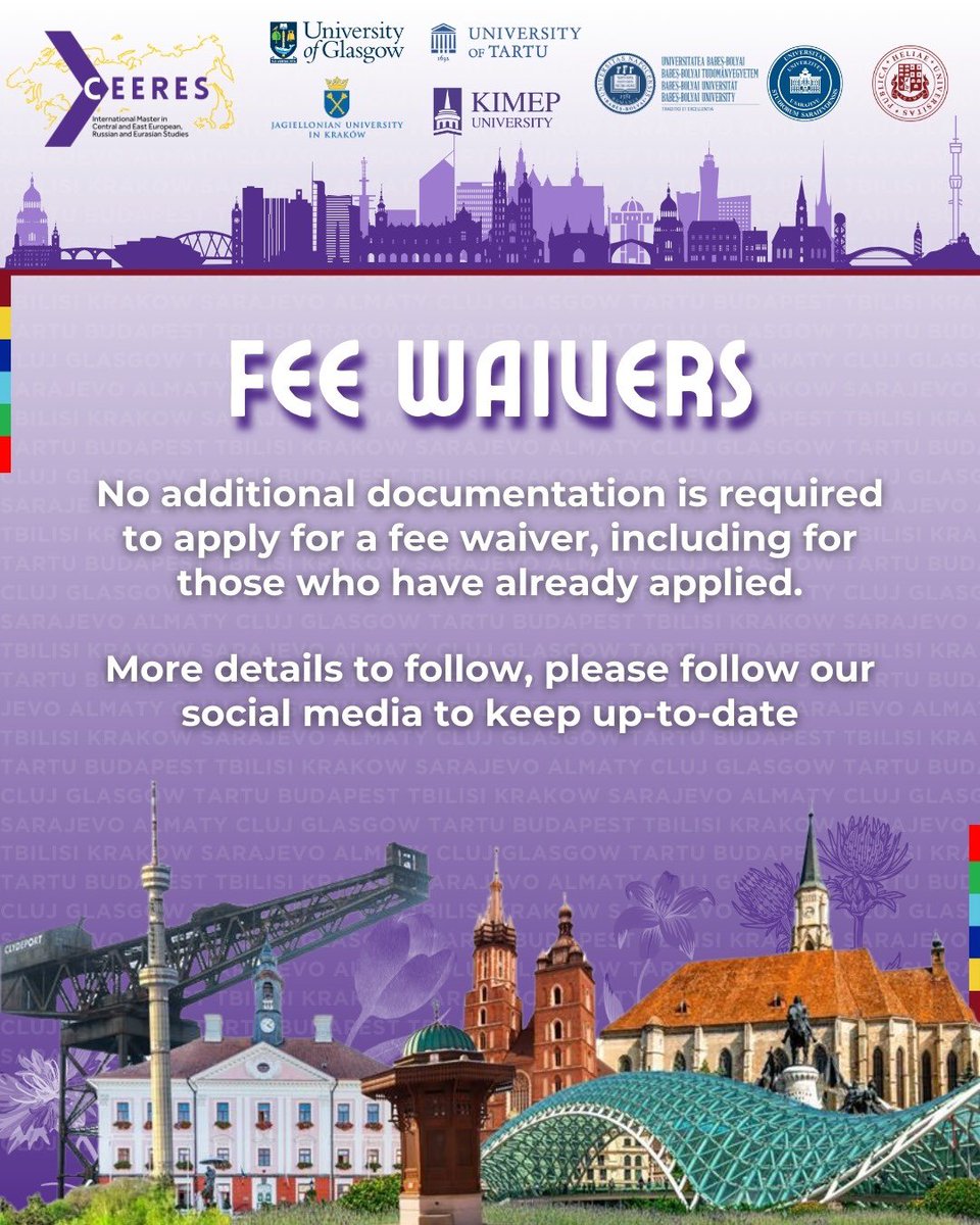 📣 FEE WAIVERS AVAILABLE 💶

We’re excited to announce there are three fee waivers available for the 2025-2027 cohort:

2️⃣x 50% fee waivers for applicants from:
🇬🇧 UK
🇪🇺 EU
🇳🇴🇮🇸🇱🇮 EEA
🇲🇰🇹🇷🇷🇸 3rd Country Associates (North Macedonia, Türkiye and Serbia)

🏴󠁧󠁢󠁳󠁣󠁴󠁿🇪🇪🇵🇱🇰🇿🇷🇴🇧🇦🇬🇪