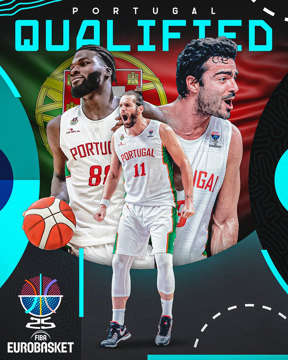 ATÉ BREVE, PORTUGAL! 💚❤️

QUALIFIED for FIBA #EuroBasket 2025, for the first time in 14 years!

🎟️ Pre-register for tickets: bit.ly/Tickets_EB 
✅ bit.ly/Qualified_POR