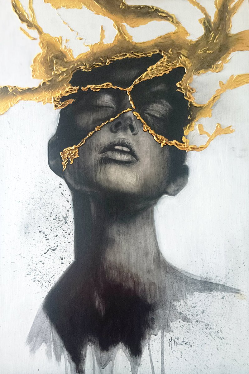jmartinvl's tweet photo. Kintsugi del alma

El oro resquebraja la máscara. El antifaz se rompe, dejando ver lo que hay debajo. Lo que parecía roto se vuelve sublime. Esta obra es un reflejo de cómo las heridas nos transforman, cómo aquello que nos ha hecho caer es lo que, si lo aceptamos, nos eleva. https://t.co/jpDgfTqq5c