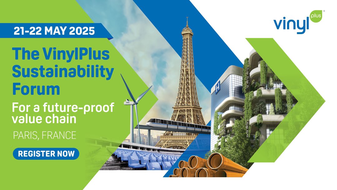 REGISTRATIONS OPEN FOR VSF2025

We are happy to announce that registrations for the VinylPlus Sustainability Forum 2025 #VSF2025 are now open.

See you in Paris, 21-22 May!

events.vinylplus.eu/the-vinylplus-…