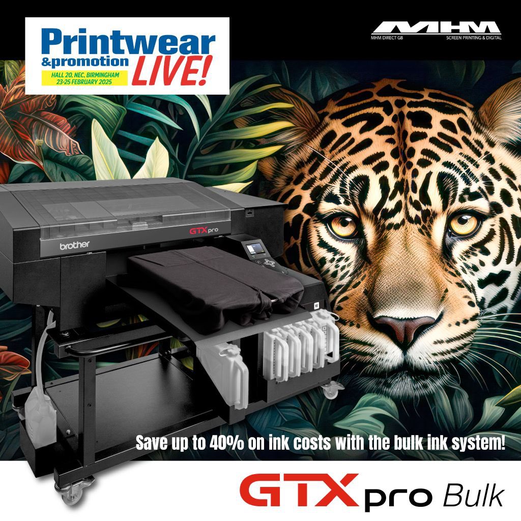 Come and see us at @printwearandpromotion this Sunday until Tuesday for amazing offers on the GTX Pro Bulk printers. We also have the GTX600, GTXpro and the super fast DTFneo DTF transfer printers on display and running live. See us on stand G60 🚀