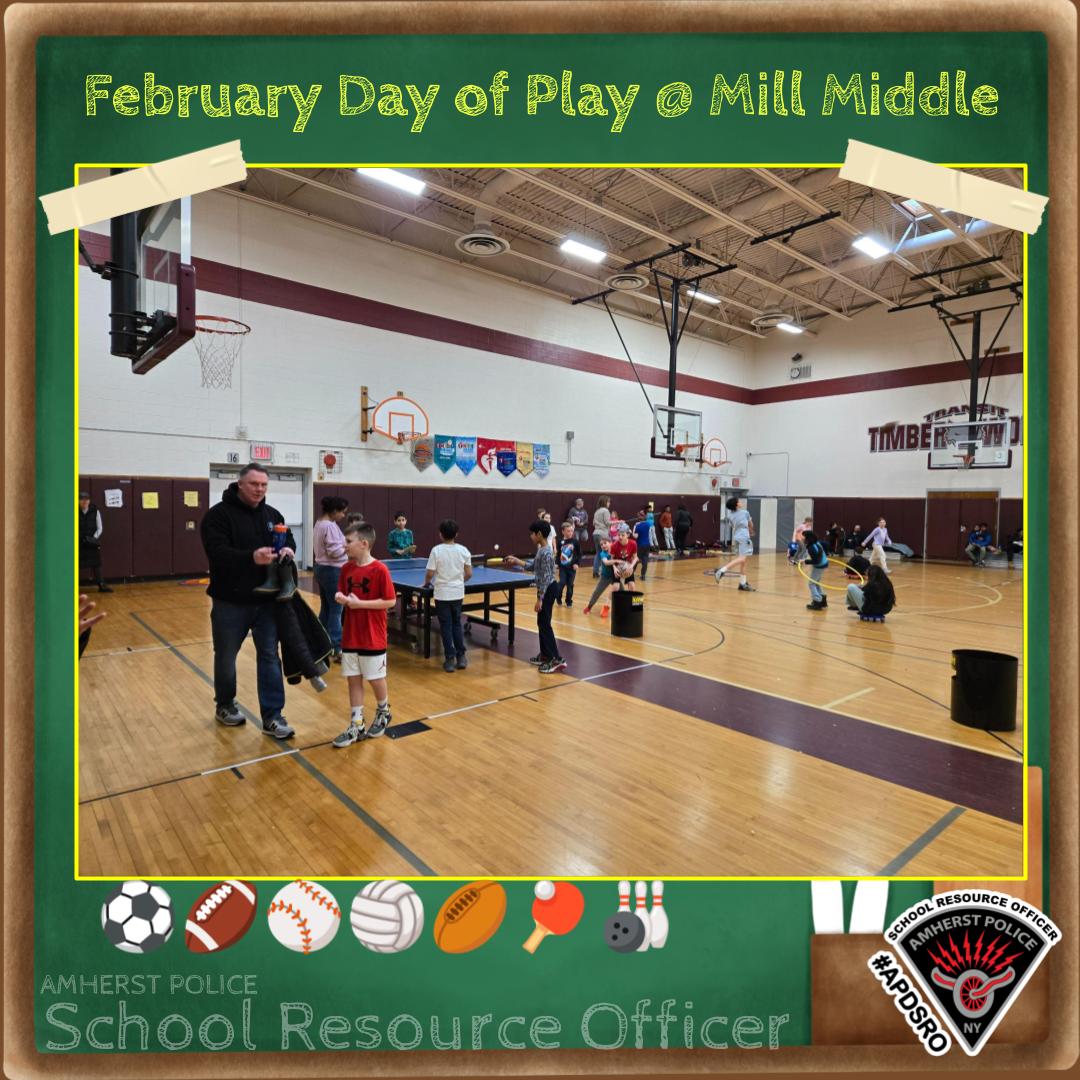 amherstpoliceny's tweet image. 🚔🎉 Police Day of Play at Mill Middle School! 🎉🚔

What an incredible day at Mill Middle School as our School Resource Officers and Manny joined students for a fun-filled Day of Play! 🏀⚽🎾

#APDSRO #APDCommunityEngagement #AmherstPoliceNY