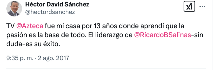 luisghernan's tweet photo. MEDIOS PÚBLICOS

@rturrent entregó el control de @CanalOnceTV a un peón de Ricardo Salinas Pliego

Su Director de Administración @hectordsanchez 
fue vocero panista y +10 años dirigió @AztecaAgs 

Estuvo en Radio Cañón donde promovió campaña contra la Presidenta @Claudiashein https://t.co/Up3wh2d7Se