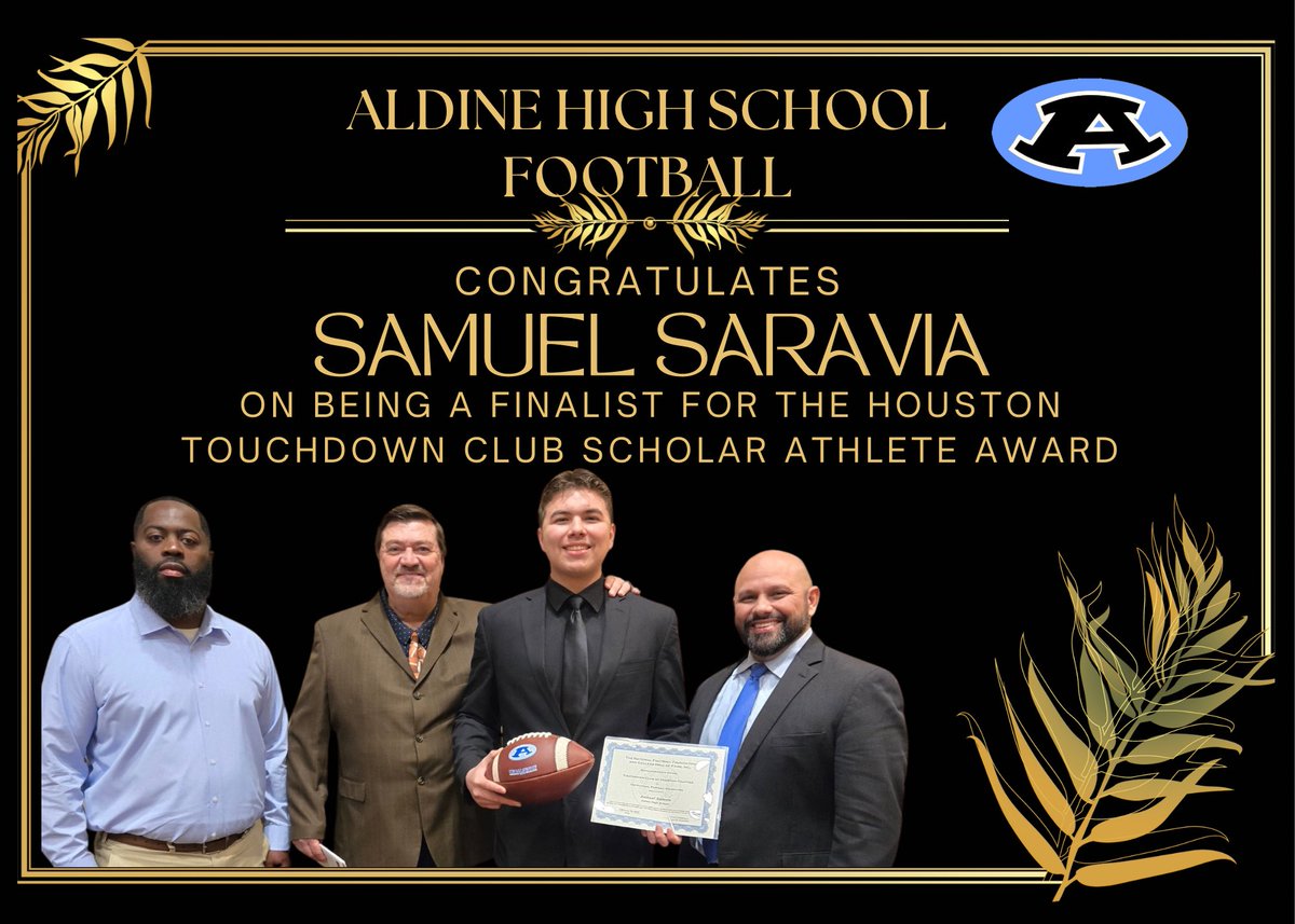 Aldine Mustangs Football (@aldinemustangs) on Twitter photo Our guy <a href="/SamuelSaravia87/">Samuel Saravia</a> attended the banquet for the <a href="/HoustonTDClub/">Houston TD Club</a> Scholar Athlete award. FB players were honored for their academic achievements & life accomplishments all while being a HS FB player in the Houston Metro Please help us celebrate him & this grand honor! Our guy <a href="/SamuelSaravia87/">Samuel Saravia</a> attended the banquet for the <a href="/HoustonTDClub/">Houston TD Club</a> Scholar Athlete award. FB players were honored for their academic achievements & life accomplishments all while being a HS FB player in the Houston Metro Please help us celebrate him & this grand honor!