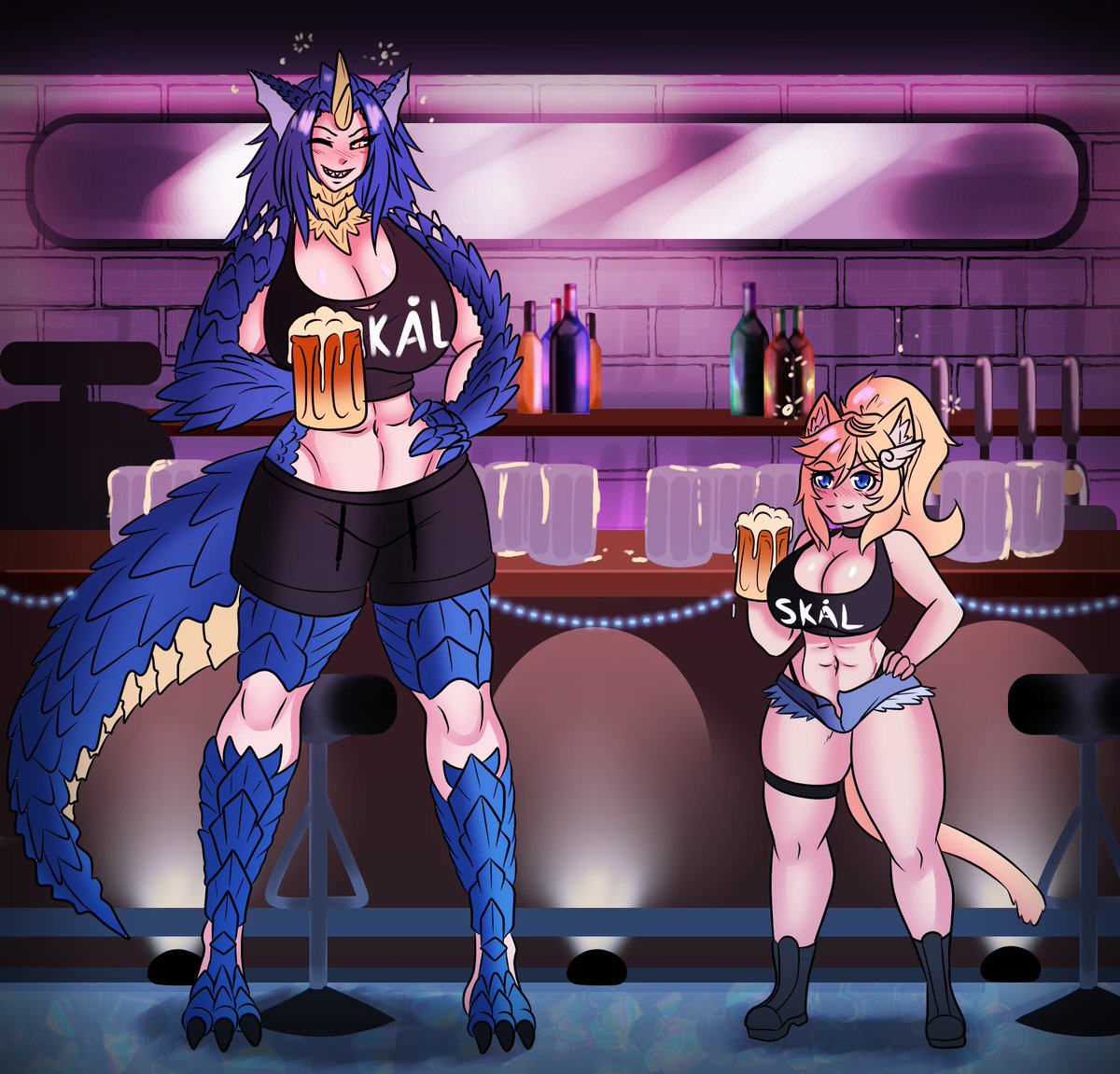 Just a Drinking Constest Between a norse cat and Thunder Dragon! Which one do you think is winning?