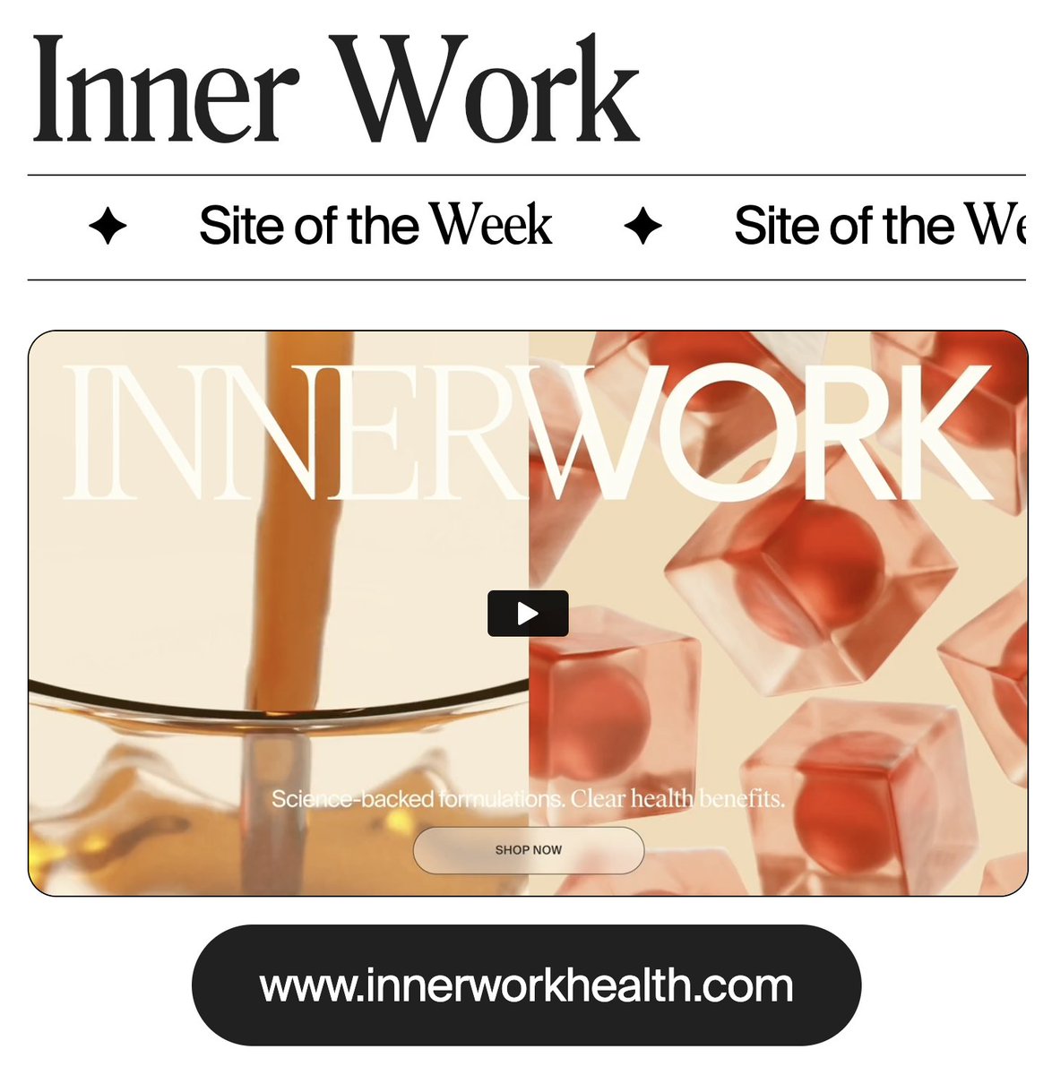 our work for Innerwork with <a href="/practice_inc/">Practice</a> named Site of the Week on ilovecreatives's Internet Gems ✨

ilovecreatives.com/internet-gem-w…