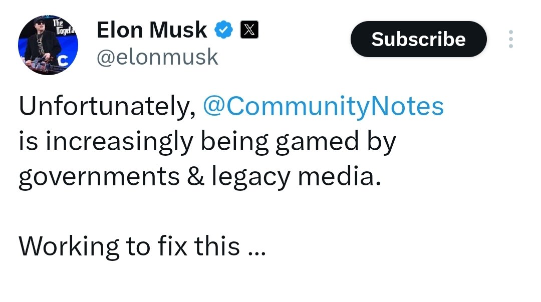 He's going to change the community notes because he doesn't like being fact-checked.