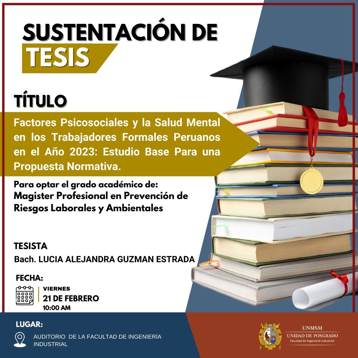 UpgUnmsm's tweet image. ¡Acompáñanos en esta sustentación de tesis de Posgrado! 📷

📷 Tesista: Bach. Lucia Alejandra Guzmán Estrada
🛑 Transmisión en vivo: web.facebook.com/upgfii.unmsm