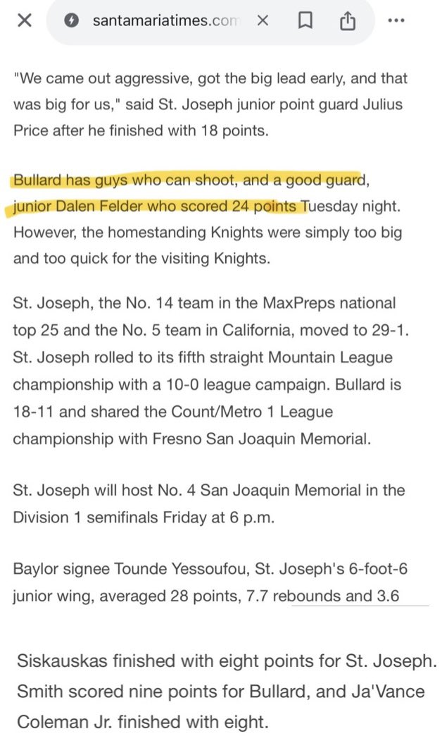 TTG AAU (@ttg_aau) on Twitter photo Tough loss for Bullard and our Guys Dylan Atachian & California All State Guard <a href="/DalenDayday/">Dalen (DayDay) Felder</a> …. Bullard will play in the State playoffs due to an automatic bid…
Good luck in State… <a href="/FrankieBur/">Frank Burlison</a> <a href="/gerryfreitas/">gerry freitas</a> <a href="/Pdouble_33/">661 Hoops/Central Cali Prospects</a> <a href="/PrepHoops/">Prep Hoops 🏀</a> <a href="/Hoopswhisperer/">Joey Velasquez</a> Tough loss for Bullard and our Guys Dylan Atachian & California All State Guard <a href="/DalenDayday/">Dalen (DayDay) Felder</a> …. Bullard will play in the State playoffs due to an automatic bid…
Good luck in State… <a href="/FrankieBur/">Frank Burlison</a> <a href="/gerryfreitas/">gerry freitas</a> <a href="/Pdouble_33/">661 Hoops/Central Cali Prospects</a> <a href="/PrepHoops/">Prep Hoops 🏀</a> <a href="/Hoopswhisperer/">Joey Velasquez</a>