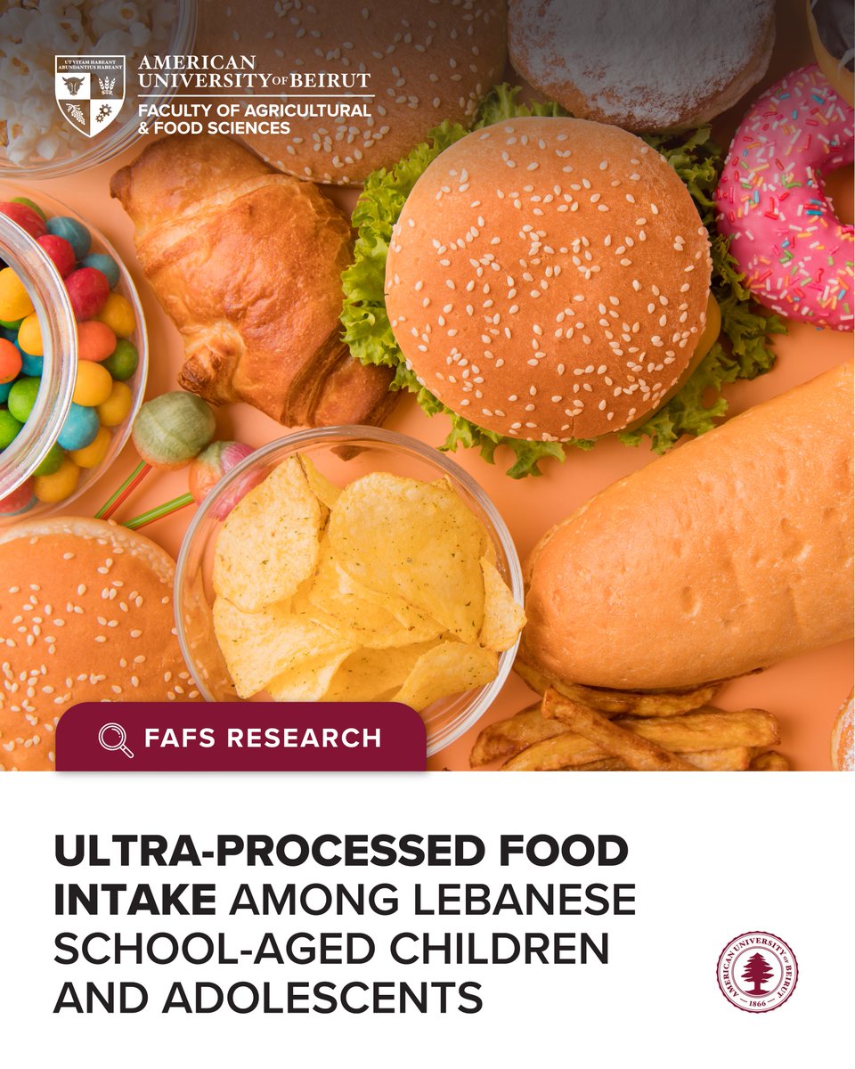 AUB_FAFS (@aub_fafs) on Twitter photo Research at FAFS finds that ultra-processed foods make up nearly 50% of daily energy intake in Lebanese youth. Dr. <a href="/laranasreddine/">Lara Nasreddine</a> urges action to tackle this public health concern.
sciencedirect.com/science/articl… Research at FAFS finds that ultra-processed foods make up nearly 50% of daily energy intake in Lebanese youth. Dr. <a href="/laranasreddine/">Lara Nasreddine</a> urges action to tackle this public health concern.
sciencedirect.com/science/articl…