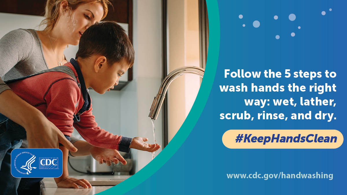 SCHealthDept's tweet photo. Before eating food at home or in public spaces, wash your hands with soap and water 🧼💧 It only takes 2️⃣0️⃣ seconds and removes the germs on your hands from surfaces or objects you’ve touched ➡ https://t.co/d8fWXAMAy1 #KeepHandsClean https://t.co/8Z0pjrlNwW