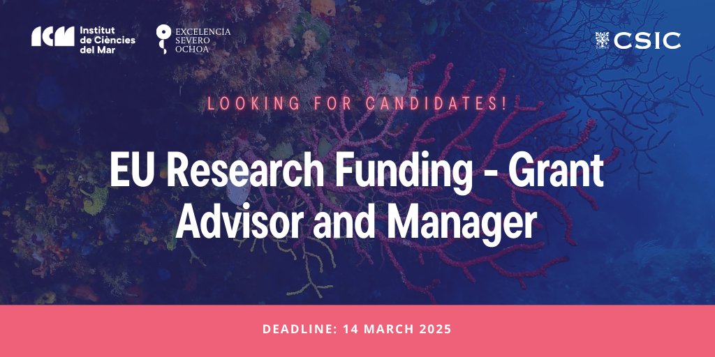 🚀 Exciting Job Opportunity at ICM! 🌊

⁉️Are you passionate about research funding &amp; project management? We seek an EU Research Funding Grant Advisor &amp; Manager to secure top-tier research grants! 

🔗 More info &amp; apply here: icm.csic.es/en/calls/eu-re…