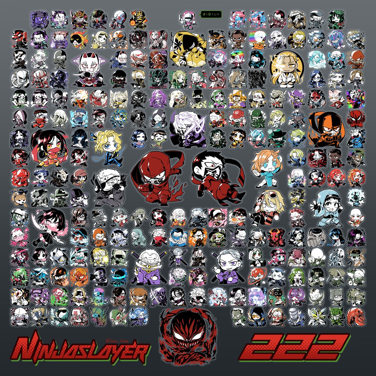 ニンジャスレイヤーのキャラクターを１日１体描くのを222日続けてニンジャスレイヤーのキャラクターを222体描きました！
#ニンジャスレイヤー222 #ウキヨエ #１日１ニン