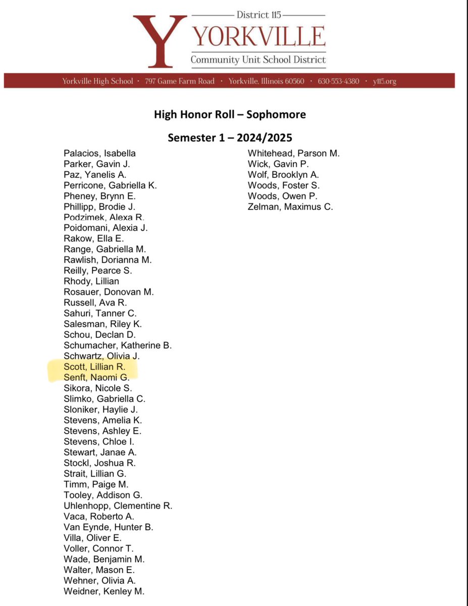 Lilyscott2027's tweet photo. Hard work pays off! Proud to make the high honor roll this semester. Grateful for the support from my coaches, teachers, and teammates!
#womeninSTEM #studentathlete https://t.co/G30ZbsoVNR