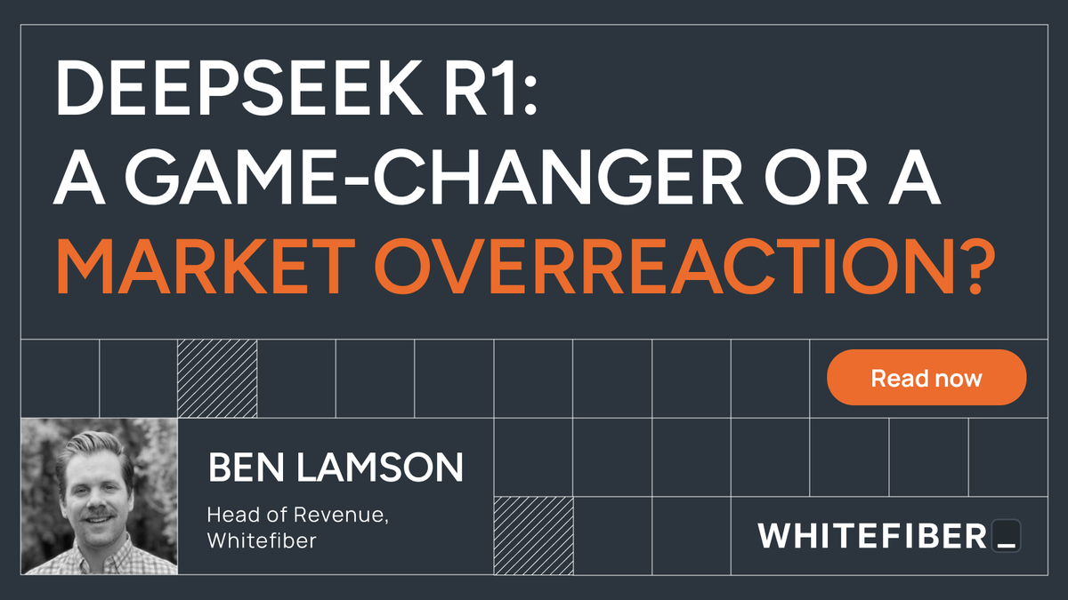 WhiteFiber_'s tweet photo. DeepSeek R1 isn’t just another open-source model—it’s a direct challenge to AI’s biggest players.

With claims of drastically lower training costs, it sparked both excitement and panic across the industry. But does this efficiency actually reduce GPU demand, or does it fuel even more AI adoption?

Our Head of Revenue, Ben Lamson breaks it all down here: https://t.co/9FfeDJJoml