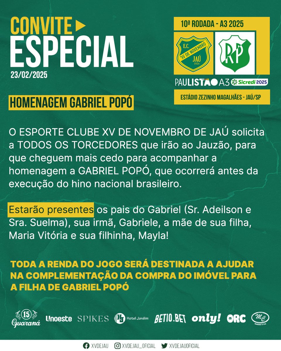 xvdejauoficial's tweet photo. Nação Quinzeana, o Brasil está unido e agora é hora de mostrar ainda mais a nossa força! 💚💛
(ver detalhes nos comentários) https://t.co/LoJLII95Rn