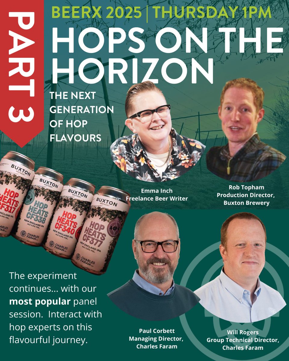 BACK for your third instalment. The beer experiment for the hop expermiments. Come along for the interactive sampling session with the latest series of HOP HEATS. The most popular Beer X session to date! 
 
MEET OUR PANEL!
 
Rob Topham 
Production Director, 
Buxton Brewery