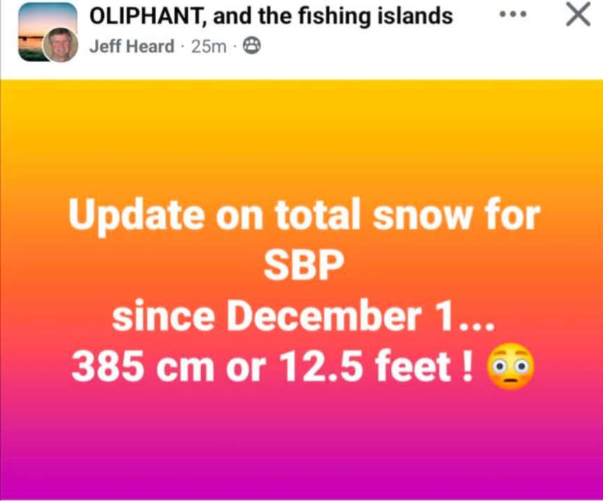 No wonder my back hurts from shoveling..lol
Total snow accumulation for the Red Bay area 12.5 feet...😄