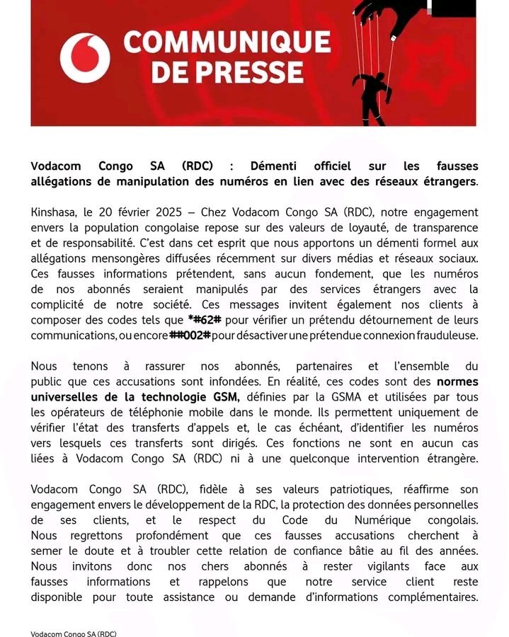 Vodacom viens de démentir