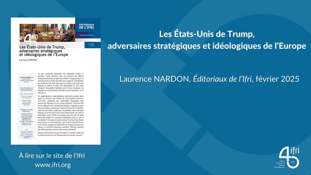 🇺🇸🇷🇺 Une normalisation entre Washington et Moscou sans l’Europe ni l’Ukraine, sur fond de discours offensif de J.D. Vance à Munich : un séisme géopolitique pour les Européens. L’administration Trump semble revoir ses alliances. Comment l’Occident a-t-il pu se fracturer à ce point