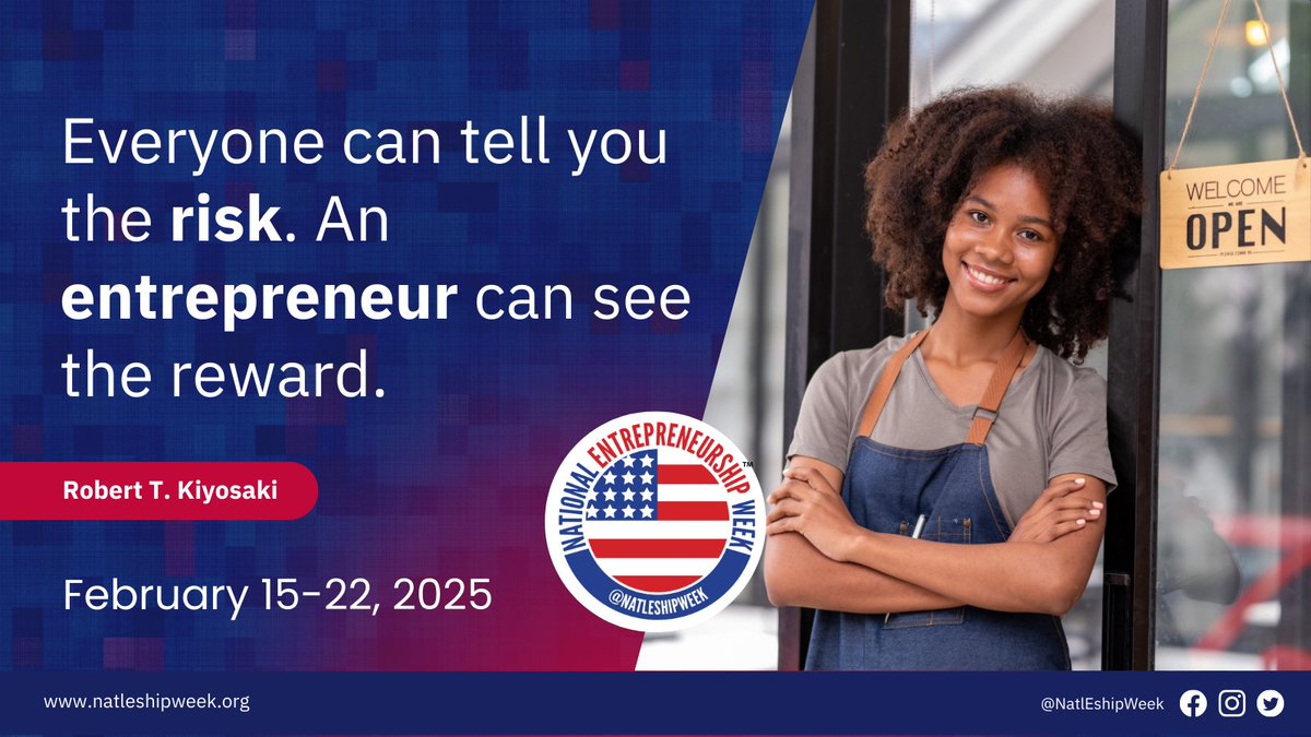 Entrepreneurs are the heartbeat of innovation, growth, and strong communities. 💪 

This #NatlEshipWeek (Feb 15-22, 2025), I'm celebrating the Visionaries who dare to dream and the Integrators who turn those dreams into reality. These risk-takers, problem-solvers, and job…