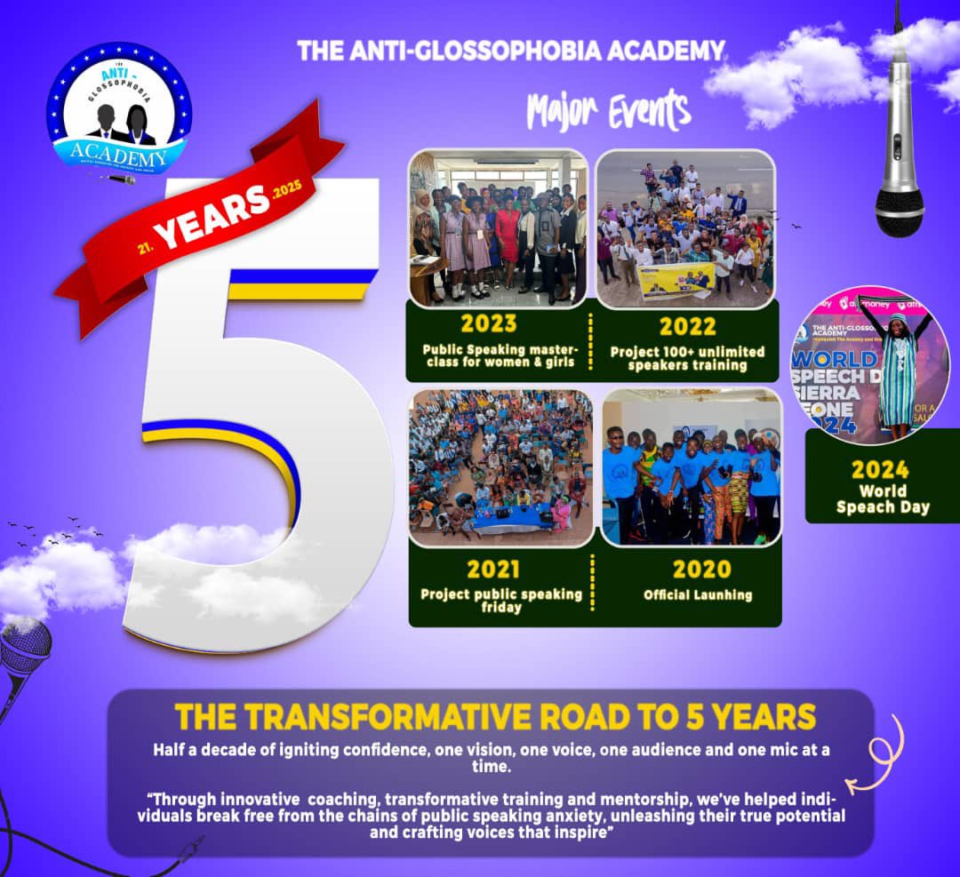 alice_ceci2757's tweet image. Celebrating 5 years of Transformation!

The Anti Glossophobia Academy clocks half a decade of empowering voices,  igniting confidence and breaking the chains of public speaking anxiety.

#5YearsofImpact #Transformingvoices #BreakingPublicSpeakingAnxiety