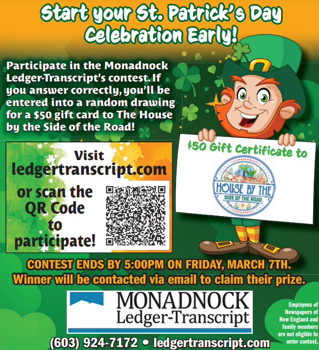Start your St. Patrick's Day Celebration Early!
Enter now: ow.ly/o9oy50V1VaP
Thank you to our sponsor: House By The Side Of The Road