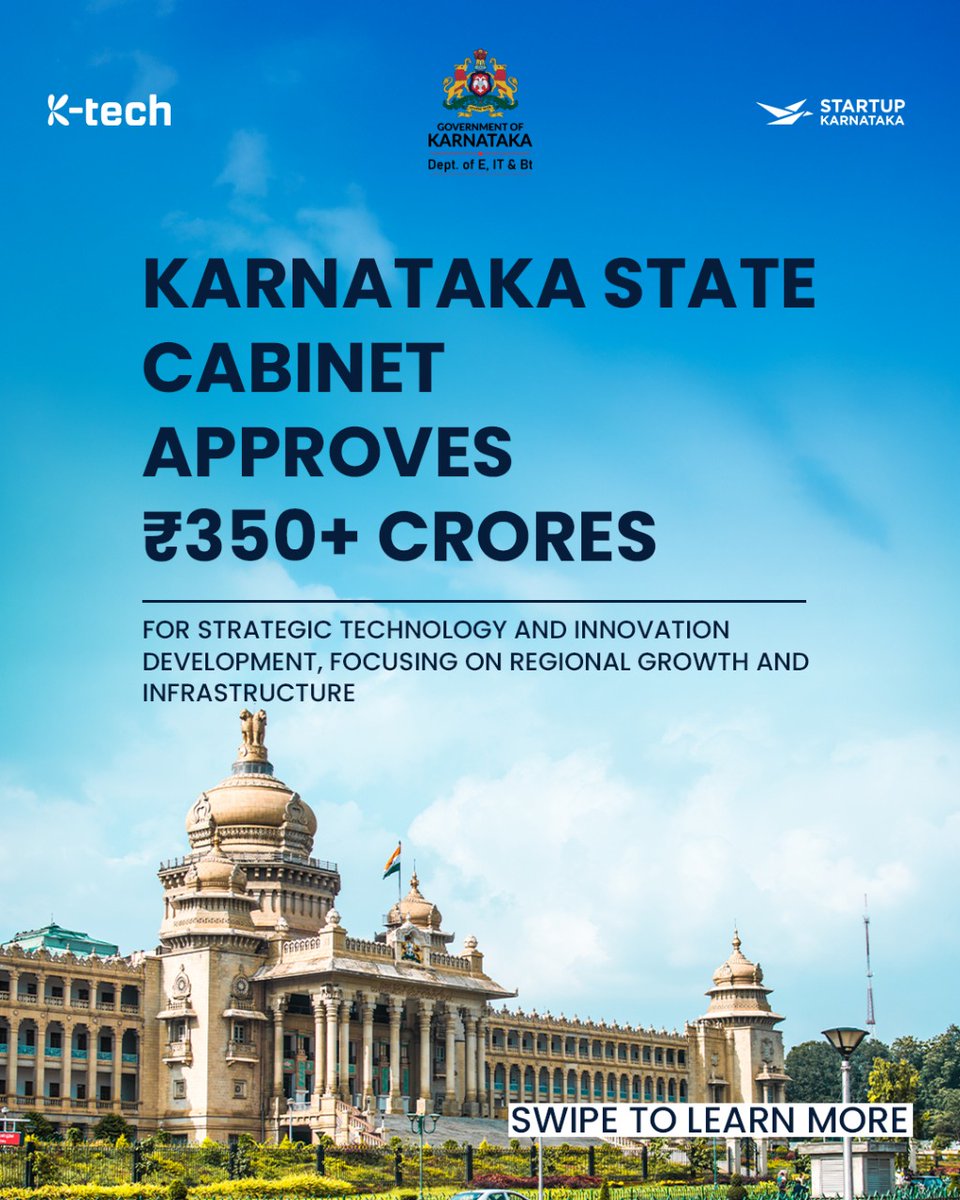 ITBT Karnataka (@itbtgok) on Twitter photo The Karnataka State Cabinet has approved funding allocations of over ₹350+ Crores for technology and innovation development across the state. 1/4
<a href="/siddaramaiah/">Siddaramaiah</a> <a href="/DKShivakumar/">DK Shivakumar</a> <a href="/PriyankKharge/">Priyank Kharge / ಪ್ರಿಯಾಂಕ್ ಖರ್ಗೆ</a> <a href="/DrCaur/">Dr. Ekroop Caur</a> The Karnataka State Cabinet has approved funding allocations of over ₹350+ Crores for technology and innovation development across the state. 1/4
<a href="/siddaramaiah/">Siddaramaiah</a> <a href="/DKShivakumar/">DK Shivakumar</a> <a href="/PriyankKharge/">Priyank Kharge / ಪ್ರಿಯಾಂಕ್ ಖರ್ಗೆ</a> <a href="/DrCaur/">Dr. Ekroop Caur</a>