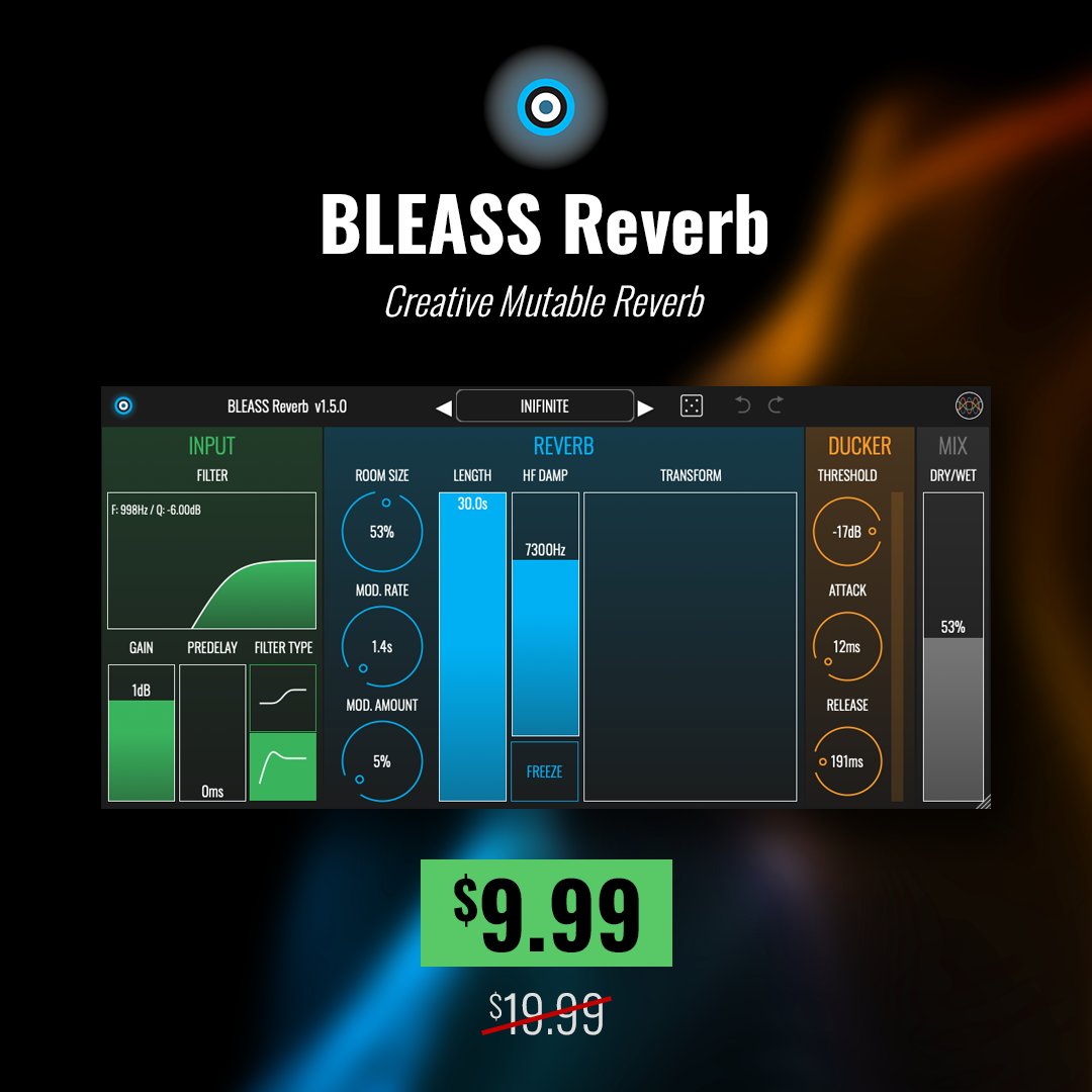 🔵 BLEASS Reverb, the Creative Mutable Reverb has just been updated with new presets! Update now. (+ 50% OFF for a limited time.)
👉 Check it out: bleass.com/reverb

#MusicProducer #SoundDesign #Plugin #Reverb #Presets #Mixing #Stereo