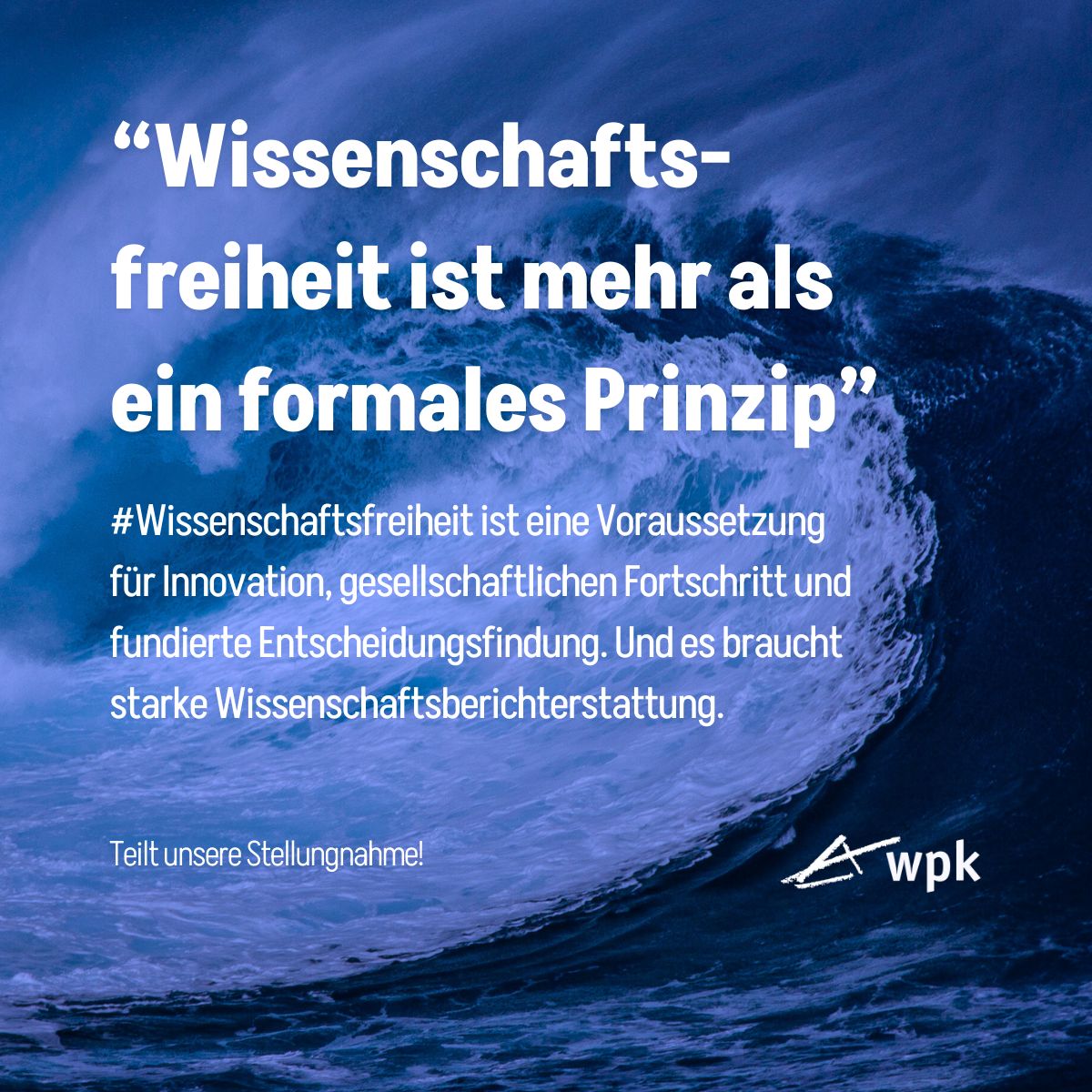 Wissenschaftsfreiheit  ist ein unverzichtbares Gut – aber steht weltweit unter Druck. Unsere Stellungnahme zur Stärkung der #Wissenschaftsfreiheit und des  Wissenschaftsjournalismus: wpk.org/blog/stellungn… 
Gerne teilen :-)