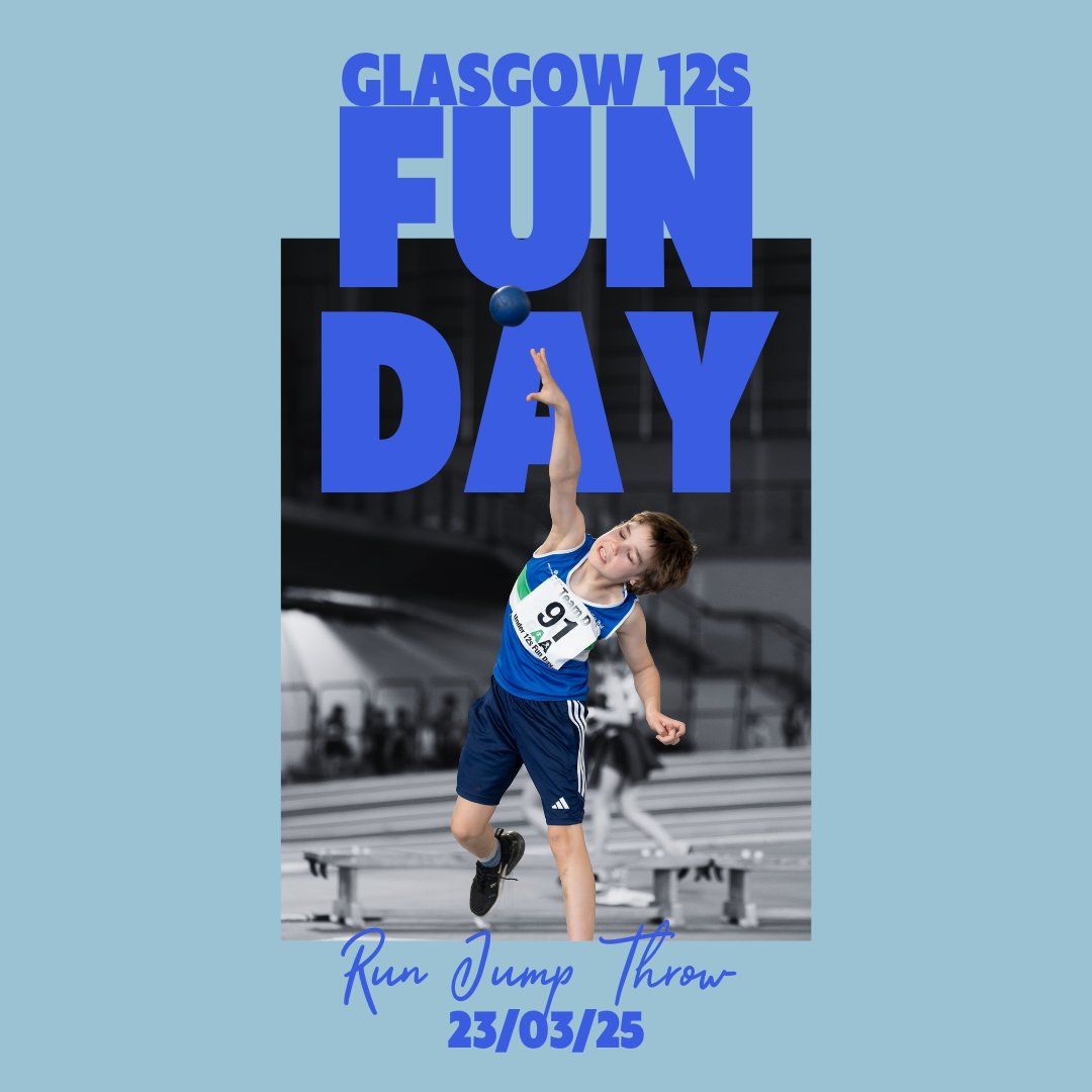 Glasgow Athletics Assoication (@glasgowath) on Twitter photo We're delighted to be Indoors one last time for our Glasgow 12's Fun Day - a fun & friendly competition for athletes aged 9, 10 & 11!
Sunday 23rd March
09:30 - 13:00
Emirates Arena
Entries open on Friday 28th February at 19:00:
q-buster.co.uk/gaa-u12-fun-da… We're delighted to be Indoors one last time for our Glasgow 12's Fun Day - a fun & friendly competition for athletes aged 9, 10 & 11!
Sunday 23rd March
09:30 - 13:00
Emirates Arena
Entries open on Friday 28th February at 19:00:
q-buster.co.uk/gaa-u12-fun-da…