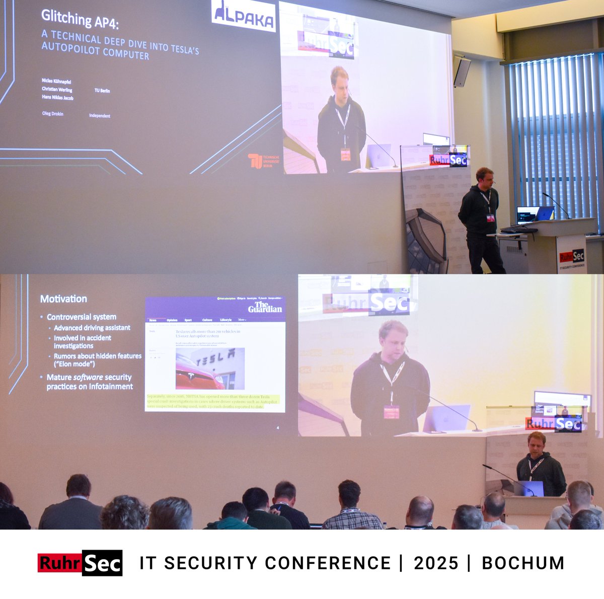 ruhrsec's tweet image. Closing out RuhrSec 2025 with one final outstanding talk! &quot;Glitching AP4: A Technical Deep Dive Into Tesla’s Autopilot Computer.“ by Niclas Kühnapfel.

🌐 #RuhrSec Website
ruhrsec.de/2025/

📖 RuhrSec Program
ruhrsec.de/2025/index.htm…

#itsecurity #itsicherheit