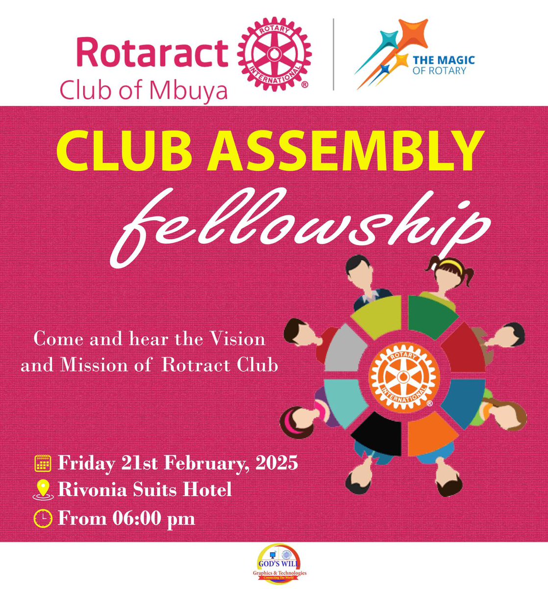 Rotaractmbuya's tweet photo. Join us for an Evening as we discuss Rotaract matters at Rivonia Suites Hotel from 6:30 pm to 7:30 pm. Come One Come all. https://t.co/QjZo1rDBsm