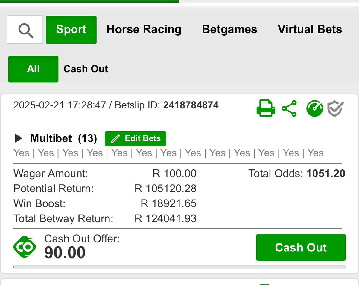 Only 13 teams!!

R100k boom for tonight 💥💥💥🔥

Code: X902BBA6A

 Retweet for others! 💪👊