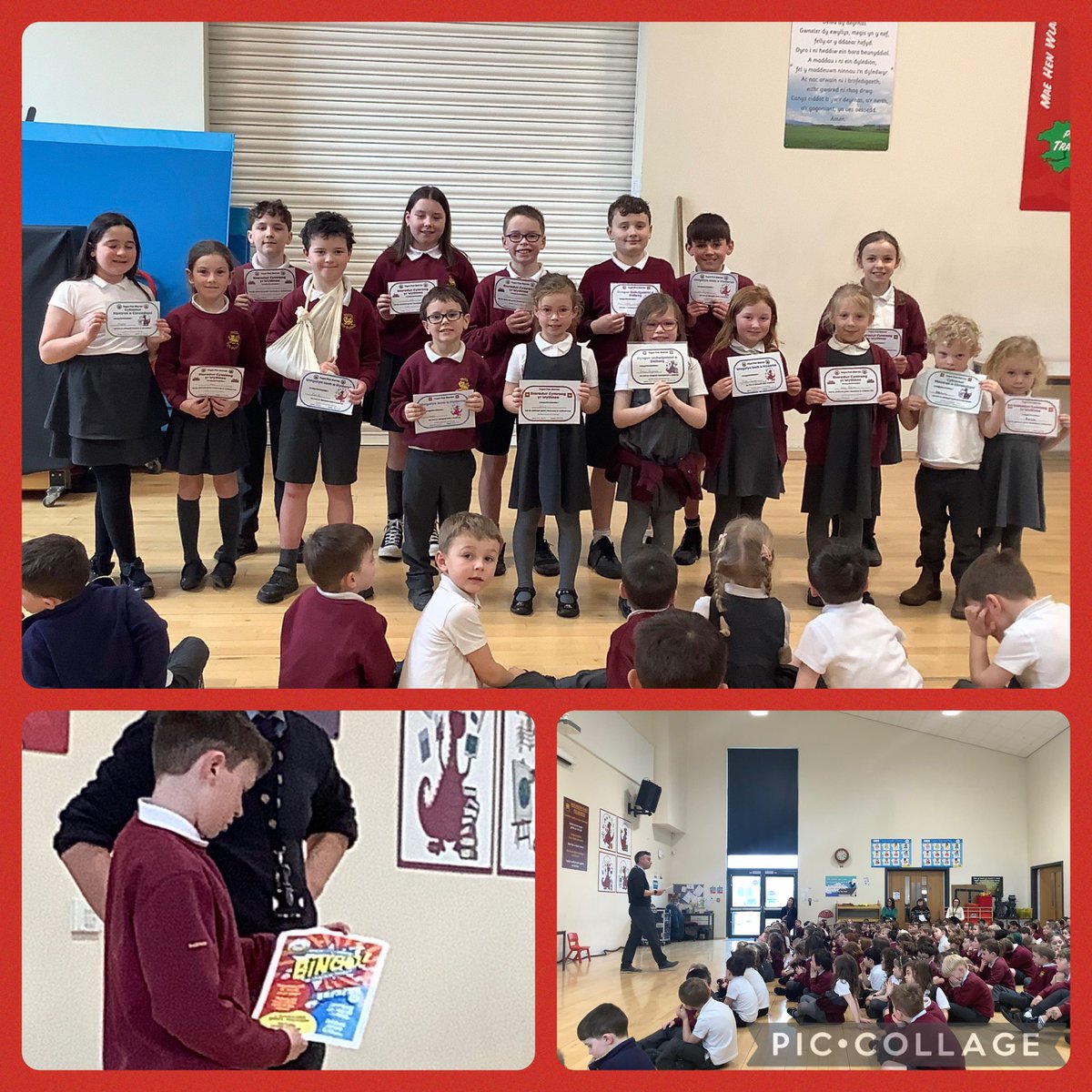 Llongyfarchiadau i bawb gafodd dystysgrif heddiw! Braf oedd cael pawb at eu gilydd ar ddiwedd tymor prysur fel hyn! Congratulations to all our stars! We hope you enjoy the half term break!