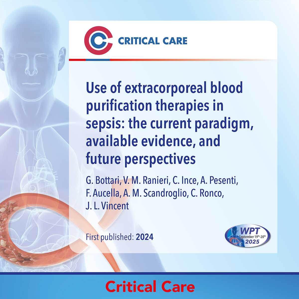 Aferetica (@aferetica_srl) on Twitter photo 2022 Narrative Review highlights a shift to personalized extracorporeal therapies. Join us at WPT 2025 to explore innovative strategies for sepsis care.
Submit your abstract by June 13th, 2025 to purification.therapies@aferetica.com.
Narrative Review 👉 bit.ly/3EIANHu 2022 Narrative Review highlights a shift to personalized extracorporeal therapies. Join us at WPT 2025 to explore innovative strategies for sepsis care.
Submit your abstract by June 13th, 2025 to purification.therapies@aferetica.com.
Narrative Review 👉 bit.ly/3EIANHu