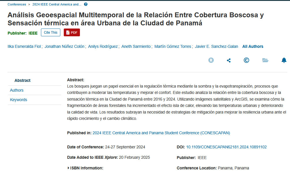Kudos to the colabs and students! The works presented at #CONESCAPAN2024 are live: 1) Grammar Inference using #ML #DL #ALBERT and 2) Analysis of the relation of #TreeCoverage &amp; #Temperature  in #Panama City!  #climatechange #reforestation Full articles:  tinyurl.com/CONESCAPAN24sg