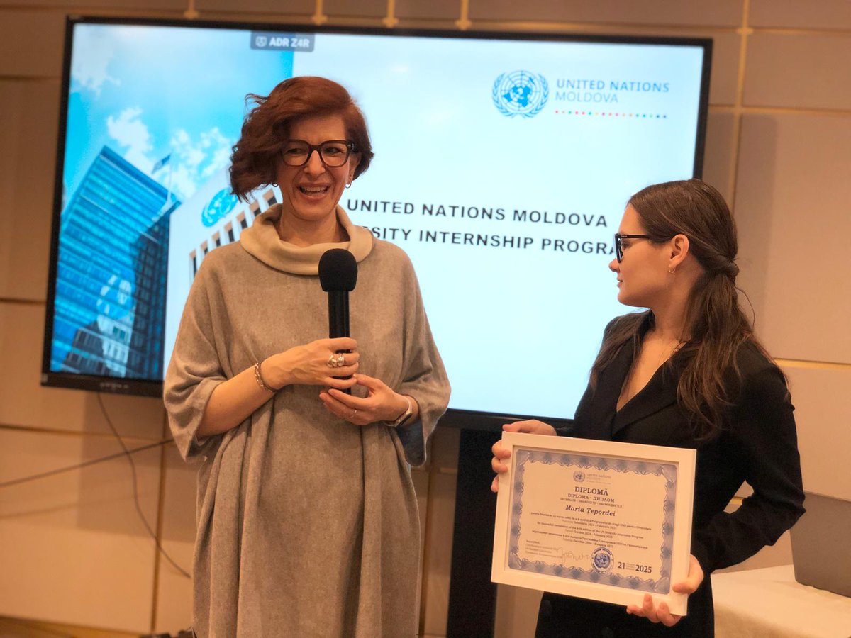 UNDPMoldova's tweet photo. We celebrate the hard work &amp; dedication of Maria Țepordei, our UN Diversity Programme intern who during 4 months at UNDP developed new skills &amp; got hands-on experience for her career path. Since 2016, the programme has shaped the careers of 62 interns, boosting social activism. https://t.co/j0Cuddaolv