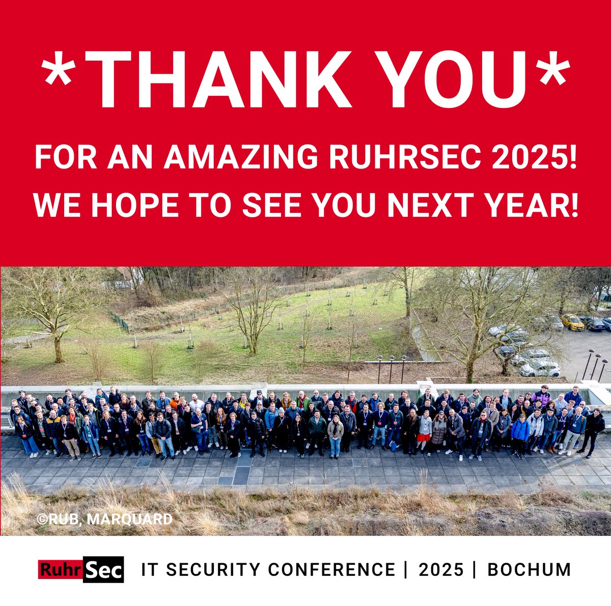 ruhrsec's tweet image. The #RuhrSec community of 2025
❤️❤️❤️ Thank You! ❤️❤️❤️

Conference program, more information, and details on our website: 🌐 ruhrsec.de/2025/