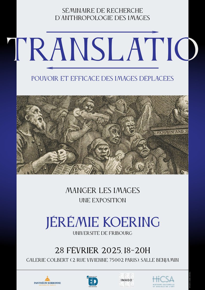 La prochaine séance du seminaire Translatio approche à grands pas !
Nous y recevrons Jérémie Koering avec lequel nous discuterons de ses recherches sur les images comestibles et sur leur mise en exposition. La séance est ouverte à toutes et tous et nous vous y attendons nombreux!