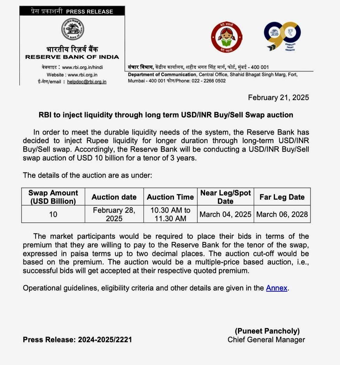 Liquidity Booster: ⁦@RBI⁩ going for $10 billion $/INR buy/sell swap for  three years. Such swaps and OMO of bonds are two instruments RBI banking on  to infuse liquidity.
