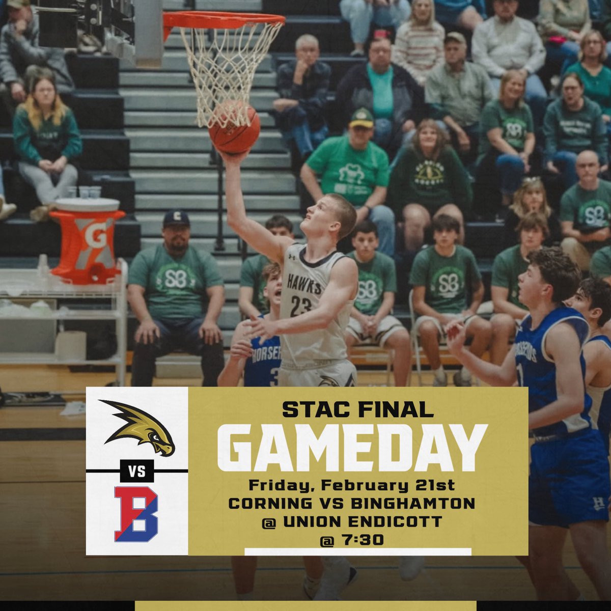 GAME DAY!!!
STAC CHAMPIONSHIP
Friday, February 21st
CORNING VS BINGHAMTON 
@ UNION-ENDICOTT 
@ 7:30pm
$5 for Students/ Seniors 
$7 for Adults 
CASH ONLY!!

Live Stream: fan.hudl.com/usa/ny/endicot…