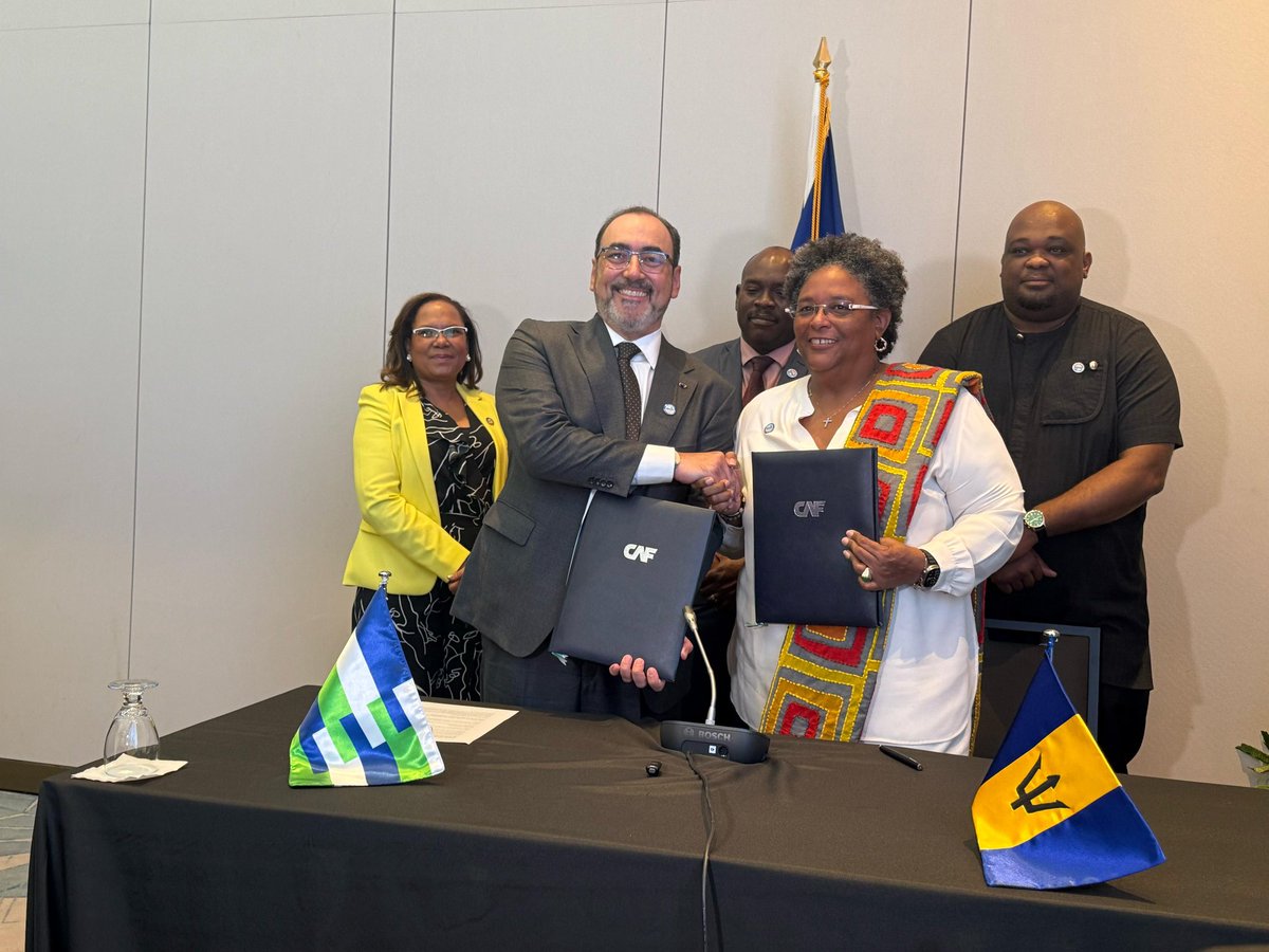 CAF (@agendacaf) on Twitter photo CAF & the Government of Barbados have signed a USD 75M agreement to boost cultural heritage, tourism & modernise infrastructure as part of the Reclaiming Our Atlantic Destiny (ROAD) Program.
Prime Minister <a href="/miaamormottley/">Mia Amor Mottley</a> has championed this initiative, calling it both a moral CAF & the Government of Barbados have signed a USD 75M agreement to boost cultural heritage, tourism & modernise infrastructure as part of the Reclaiming Our Atlantic Destiny (ROAD) Program.
Prime Minister <a href="/miaamormottley/">Mia Amor Mottley</a> has championed this initiative, calling it both a moral