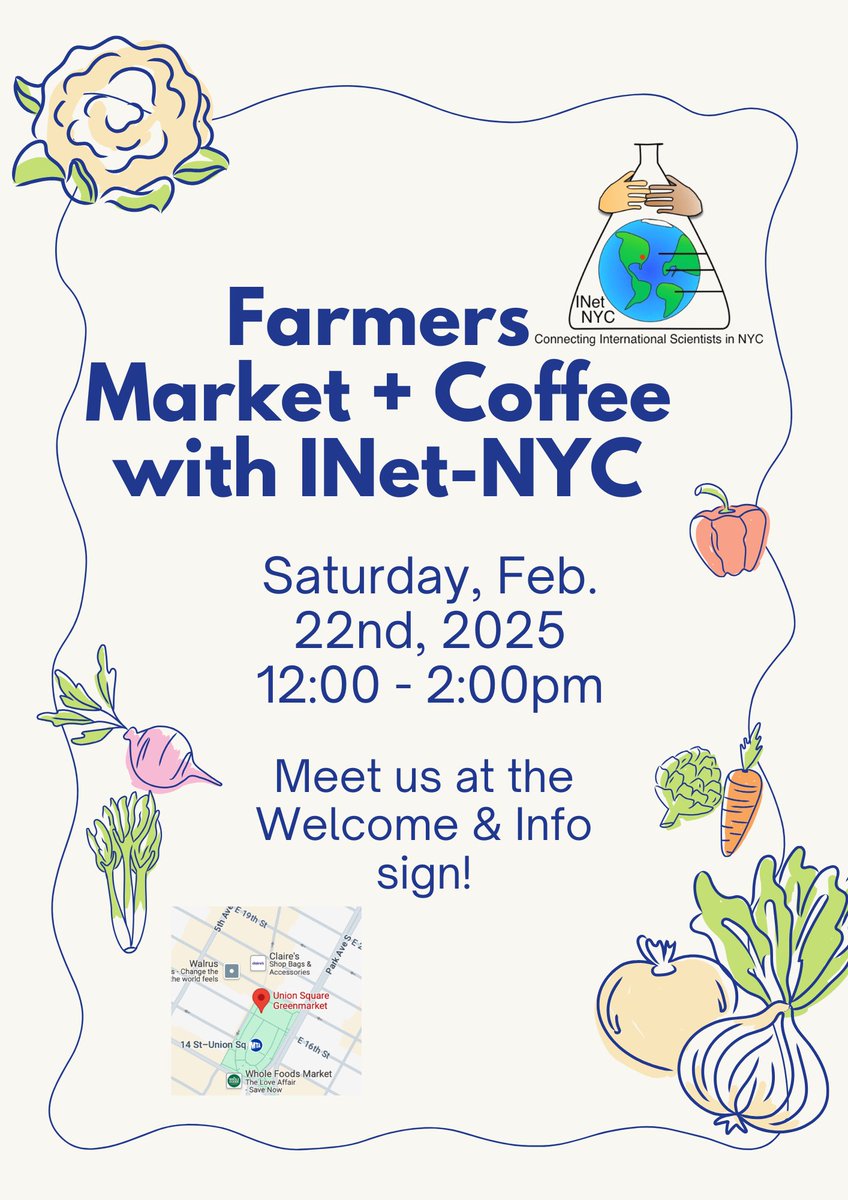 INetNYC's tweet image. Join us for the next INet-NYC Hangout at the Farmers market &amp;amp; coffee/tea afterwards! 
🗓️ Sat, Feb. 22th 
⏰12:00 AM - 2:00 PM
📍Union Square Greenmarket (Welcome &amp;amp; Info sign) @ 12PM &amp;amp;
📍Cha-An Tea House (230 E 9th St 2nd FL) @ 1PM
Look for the INet-NYC logo!
