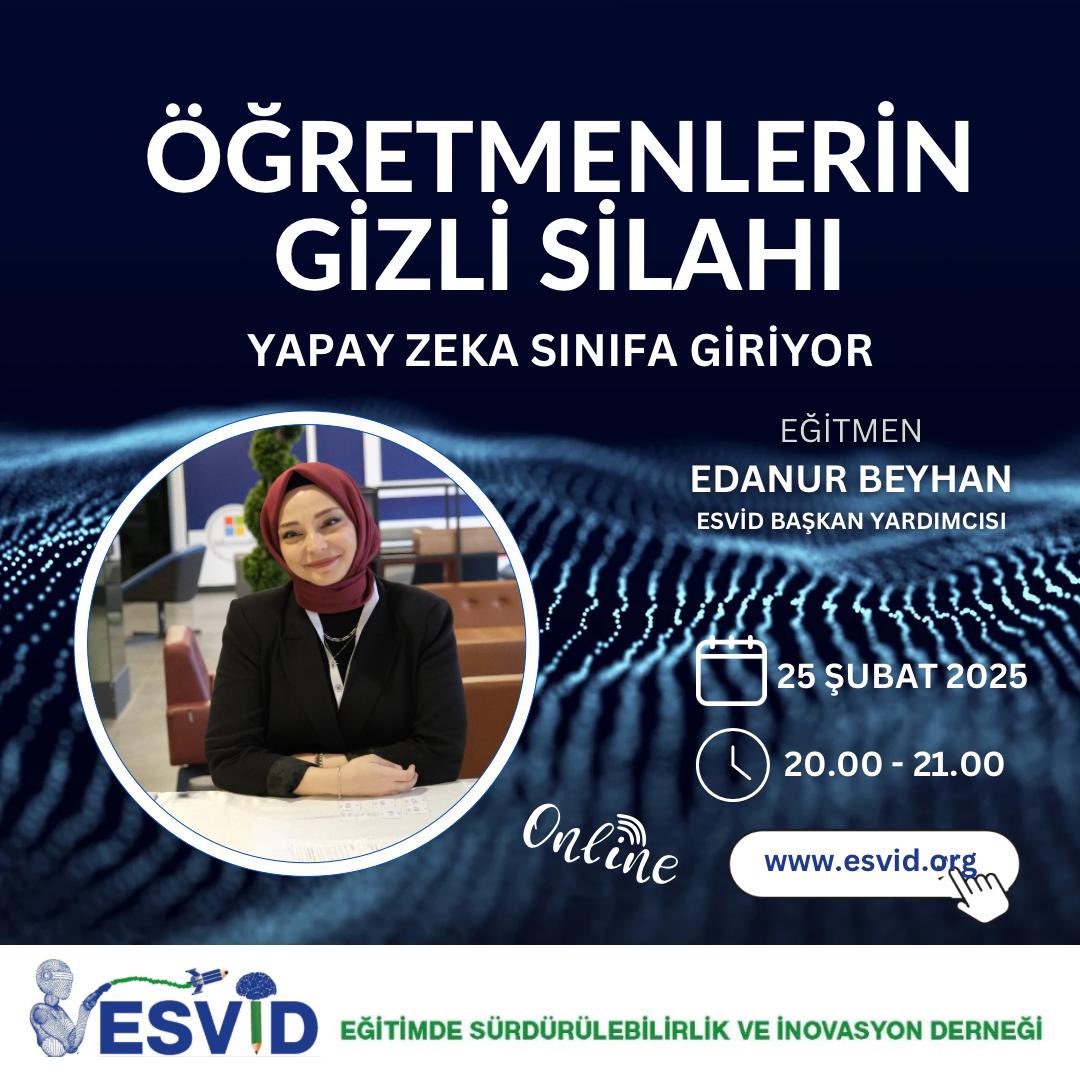 Öğretmenlerin Gizli Silahı: Yapay Zeka Sınıfa Giriyor!

Teknoloji, eğitimin geleceğini şekillendiriyor ve yapay zeka öğretmenlerin en büyük yardımcılarından biri haline geliyor! 🎯

Kayıt İçin: forms.gle/2cR2iQC3gx2vz3…
  #yapayzeka #ESVİD #eğitim