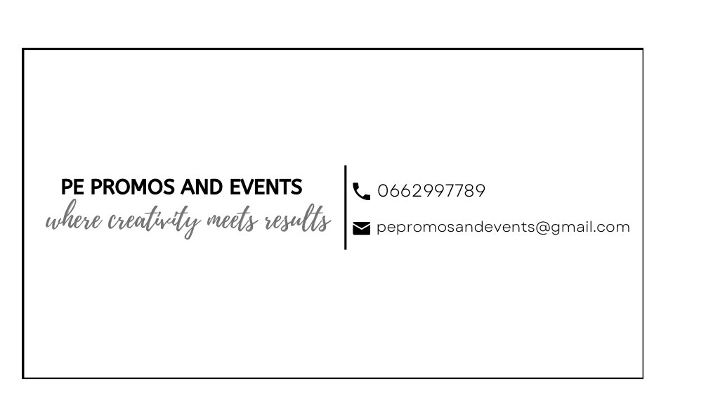 Lynique554339's tweet photo. PE PROMOS AND EVENTS(Pty) Ltd is a dynamic promotional company dedicated to enhancing the visibility of local businesses, food specials, and community events in Port Elizabeth (PE) and its surrounding areas.
#pepromosandevents #advertising #marketing #portelizabeth https://t.co/kde4H6nNiS