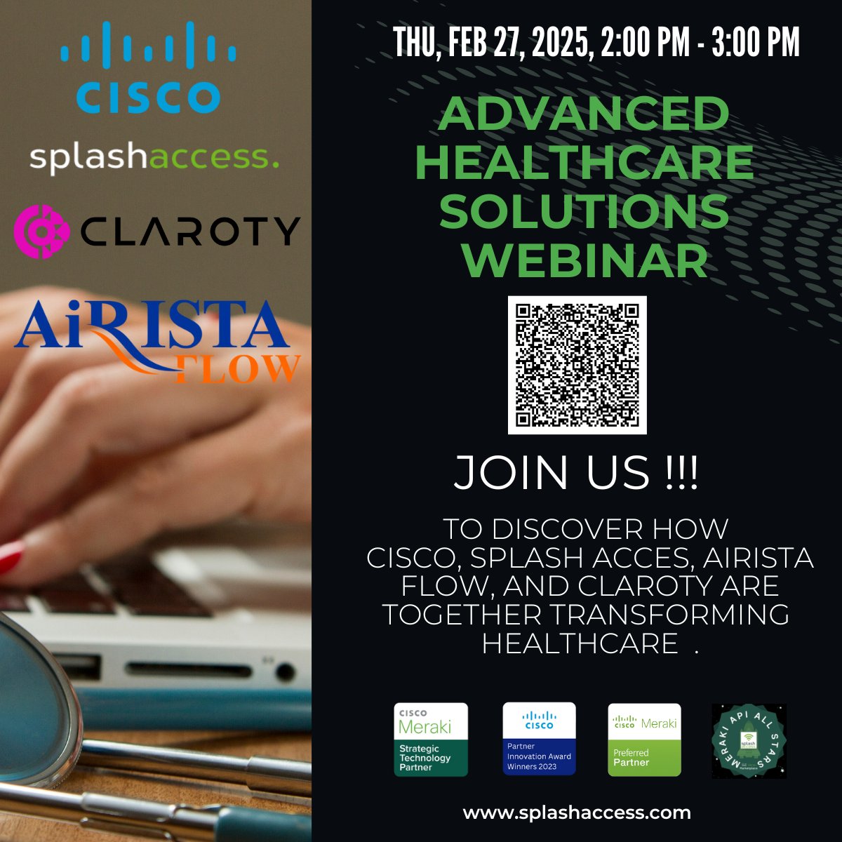 SplashAccess's tweet image. The power of ecosystem partners working together is transforming healthcare—Join us to discover how #SplashAccess, #Cisco, #Claroty, and #AiRISTA Flow are delivering real results through innovation and collaboration:

✅ Seamless Connectivity – 20K+ daily Wi-Fi logins for staff &amp;amp;…