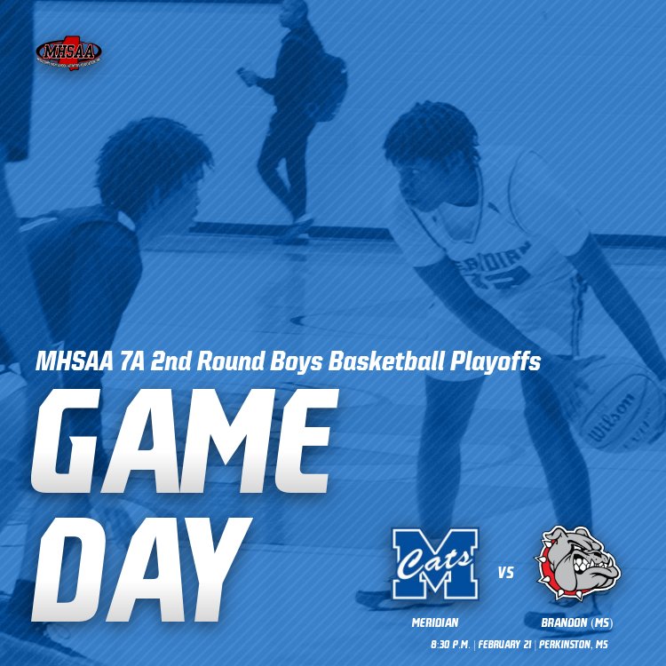The Wildcats face Brandon with at trip to "The Big House" on the line in the second round of the MHSAA 7A Boys Basketball Playoffs. Tip-off is scheduled for 8:30 p.m. on the campus of MS Gulf Coast Community College in Perkinston, MS. #wearemeridian