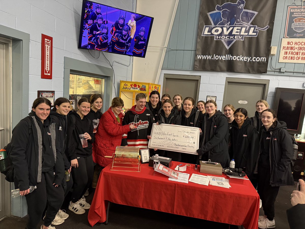 Heartfelt thanks to <a href="/harborwomen/">Hingham Harborwomen Hockey</a> hockey for their tremendous support of <a href="/hingham_unified/">Hingham Unified</a> sports! Kind hearted student athletes with so many also participating on the Unified teams - thank you for #ChoosingToInclude. Good luck in the tournament!

<a href="/HarbormenNews/">HinghamHSAthletics</a> <a href="/AnchorHingham/">Hingham Anchor</a>
